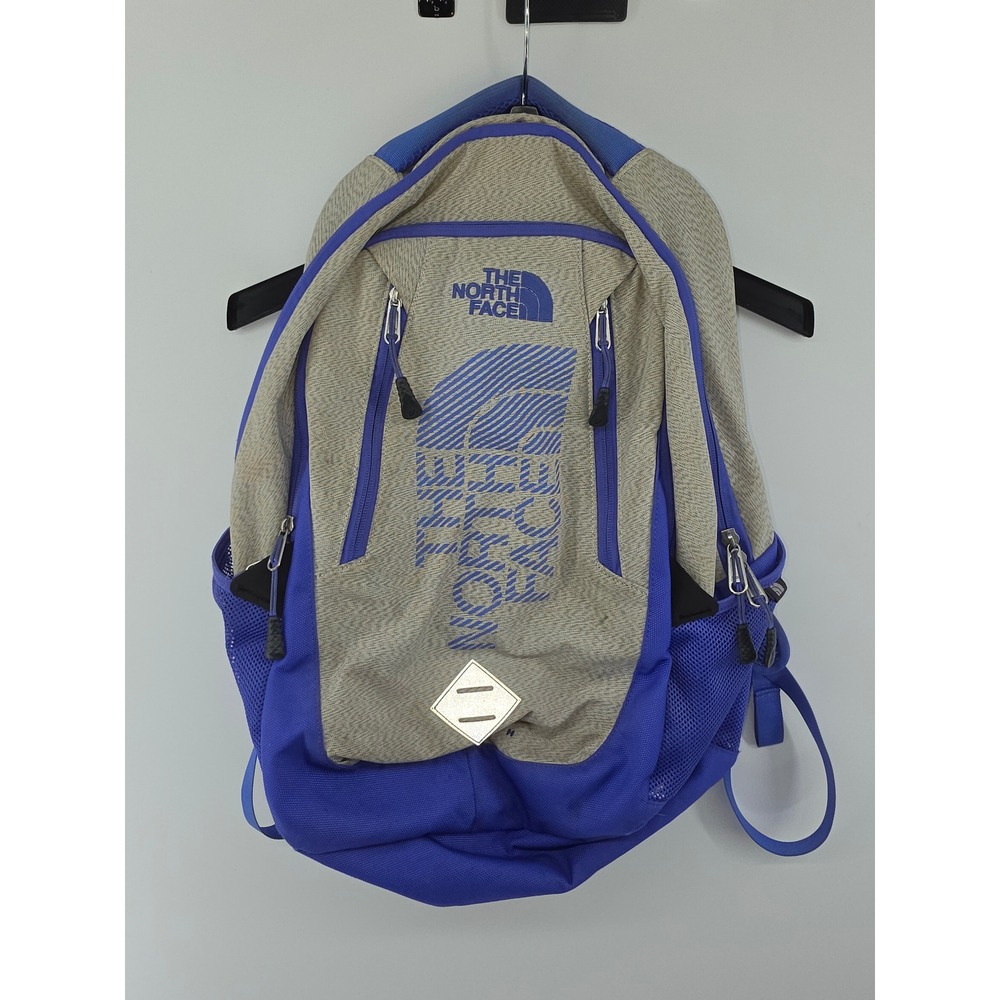The North Face Backpack Tan Blue Heather Polyester School Hiking Bag